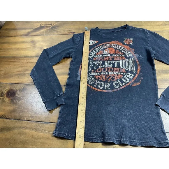 Affliction American Customs MC Long Sleeve Black Womens Shirt Size Medium - Picture 4 of 8